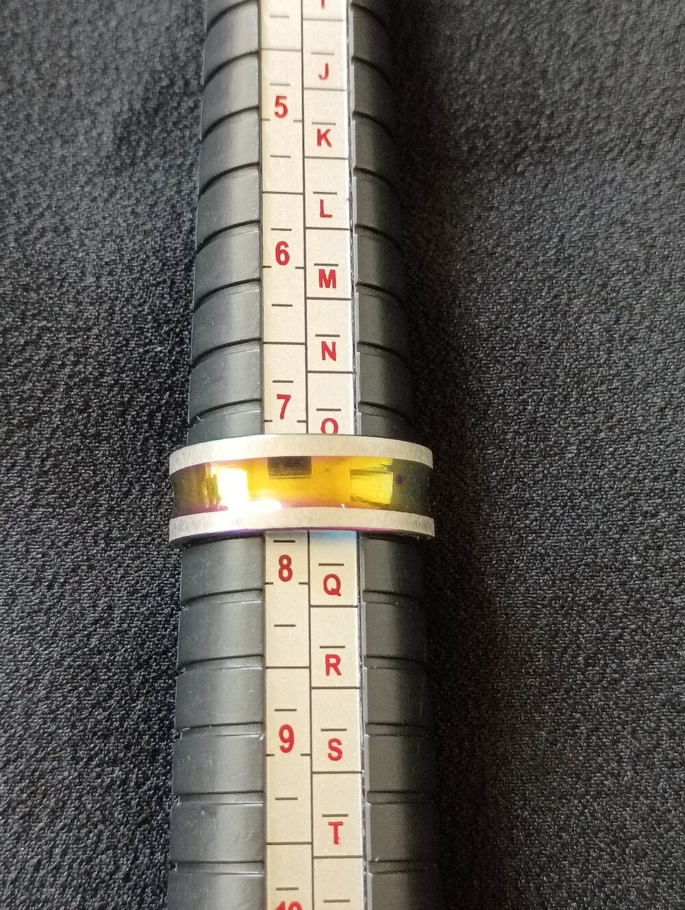Size 8 ring Iridescent Yellow Gold Band Ring with Silver Accent - Picture 2 of 4